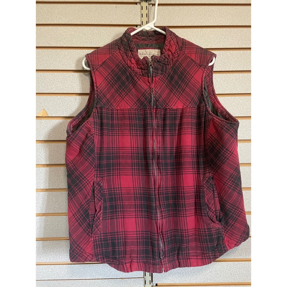 North River‎ Outfitters Plaid Vest Womens XL Red Black Quilted Flannel